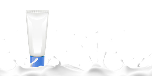 产品模型牛奶美容产品广告牛奶护肤概念3d插图白色背景与切割路径图片下载