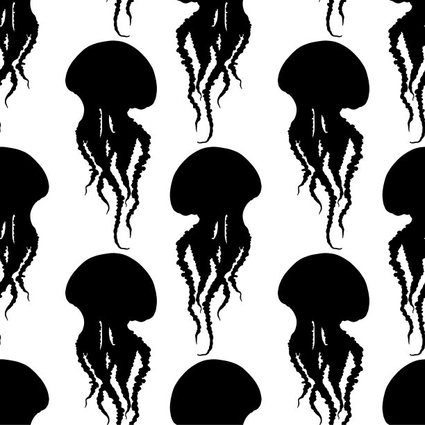 手绘海蜇无缝图案背景插图图片下载
