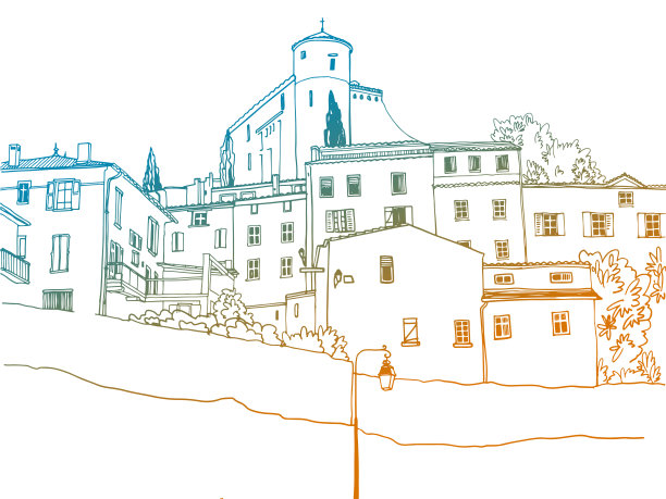 普罗旺斯山上的古城图片下载