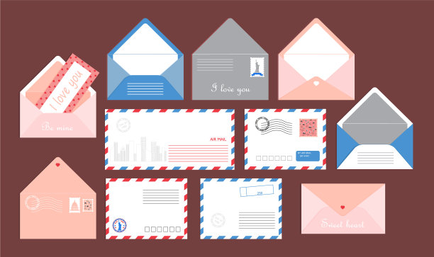 明信片套有邮票的信封图片下载