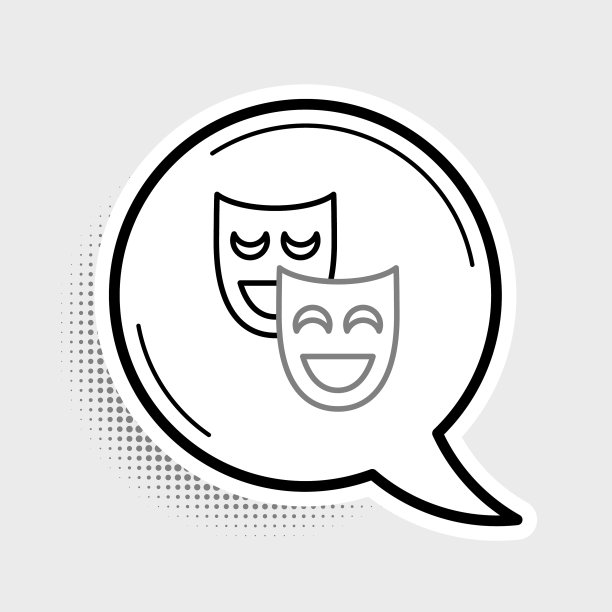 线喜剧戏剧面具图标孤立在灰色图片下载
