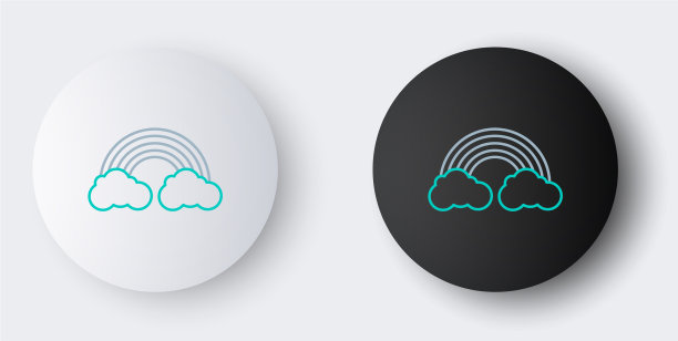 线彩虹与云图标孤立在灰色图片下载