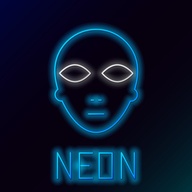 发光的霓虹灯线外星人图标孤立在黑色图片下载