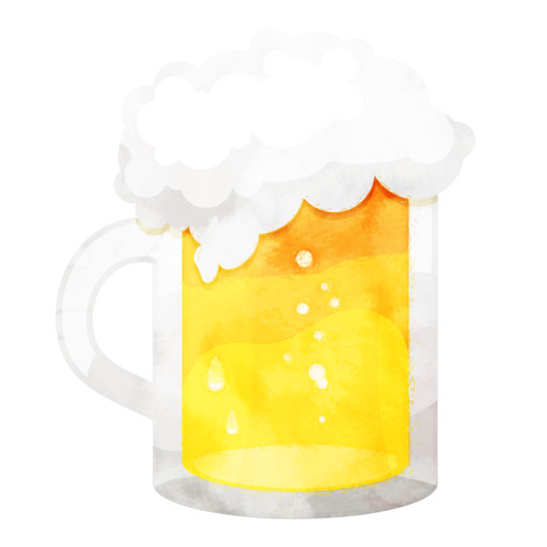 水彩生啤酒插图图片下载