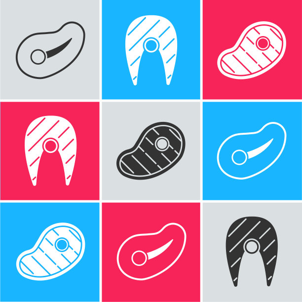 套餐牛排肉鱼牛排和牛排肉图标图片下载