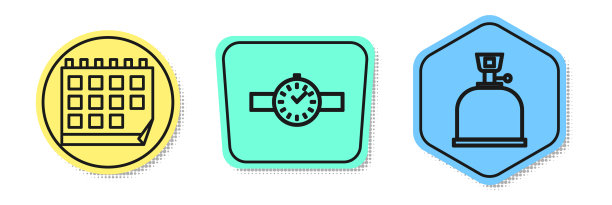 设行日历腕表和露营气图片下载