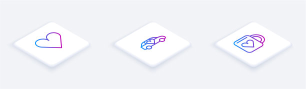 设置等距线心轿车和咖啡图片下载