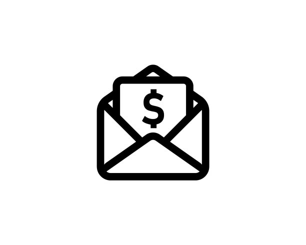 美元支票信封商业线条图标图片下载