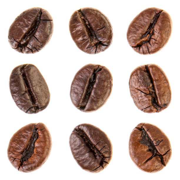 白色背景上分离出的咖啡豆图片下载