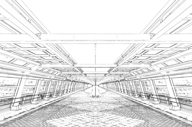 东京手绘建筑抽象画图片下载