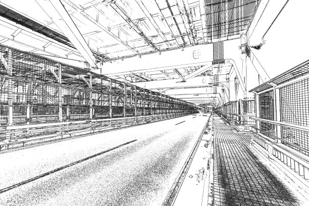 东京手绘建筑抽象画图片下载