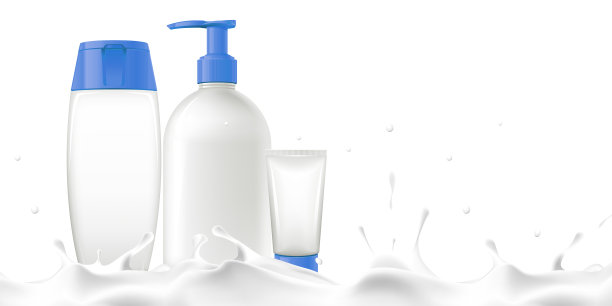 产品模型牛奶美容产品广告牛奶护肤概念3d插图白色背景与切割路径图片下载