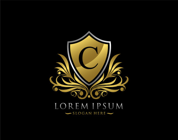 豪华盾c字母标志优雅优雅的黄金图片下载