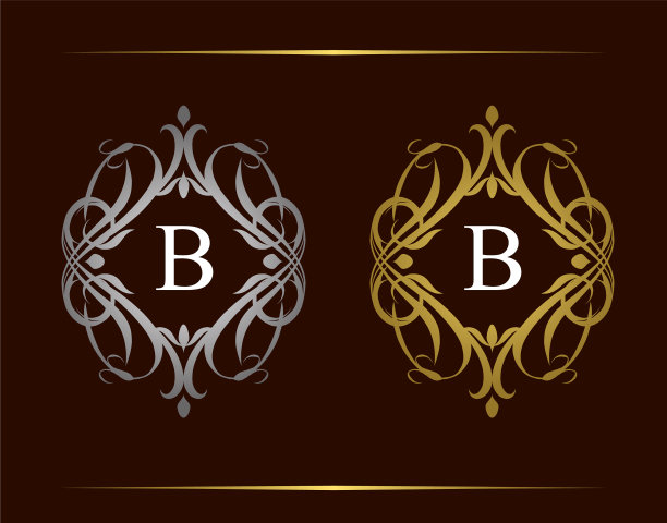 皇家徽章b字母标志豪华复古徽章图片下载