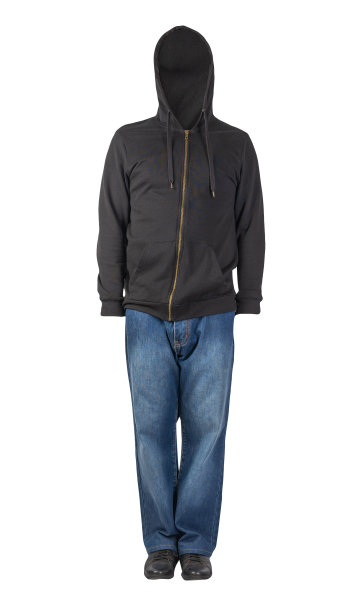 蓝色牛仔裤，连帽运动衫和皮鞋孤立在白色背景。图片下载