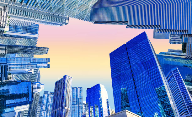 迈阿密市中心的城市景观与公寓和办公楼。图片下载