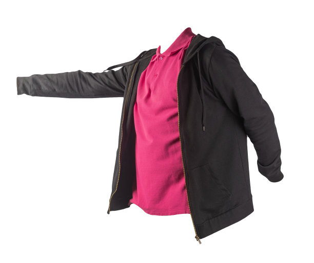 运动衫与铁拉链帽衫和t恤孤立的白色背景。图片下载