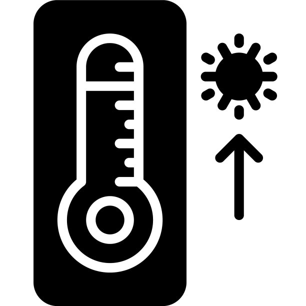 具有高温图标的夏季温度计图片下载