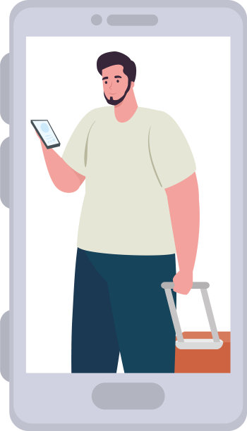 在网上的智能手机应用里有一个带着行李的游客图片下载