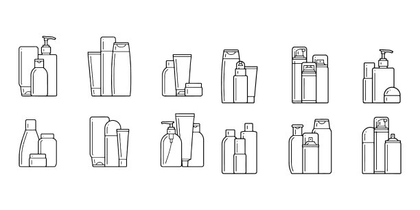 产品化妆品图标设置隔离在白色图片下载