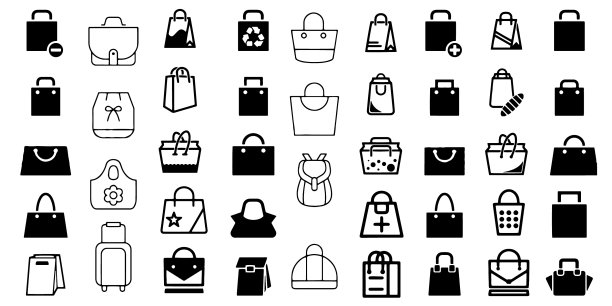商店袋手袋和袋图标集图片下载