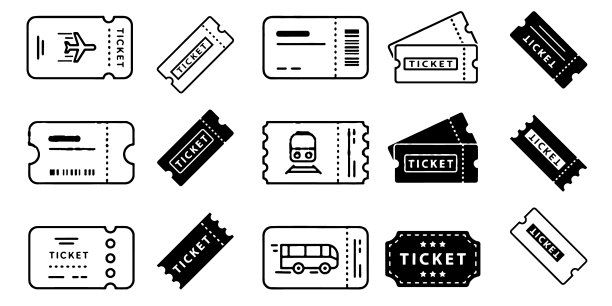 票务图标在时尚的公寓风格孤立图片下载
