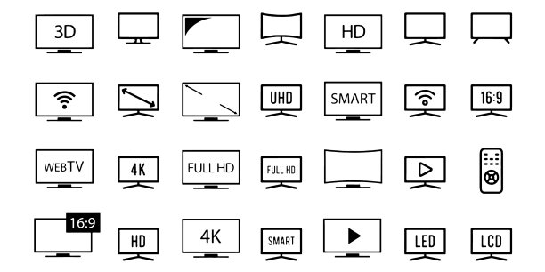 电视图标设置白色背景图片下载