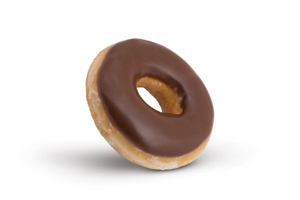 白色背景上的经典新鲜巧克力甜甜圈图片下载
