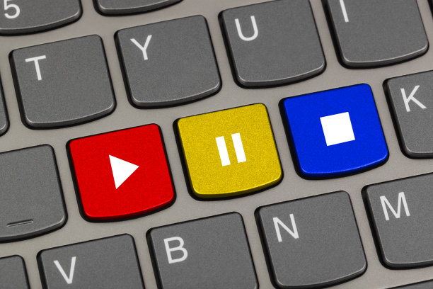 电脑键盘与播放和停止键图片下载