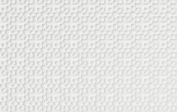 阿拉伯白色几何图案，穆斯林节日宰牲节装饰背景。斋月阿拉伯式3d渲染插图图片下载