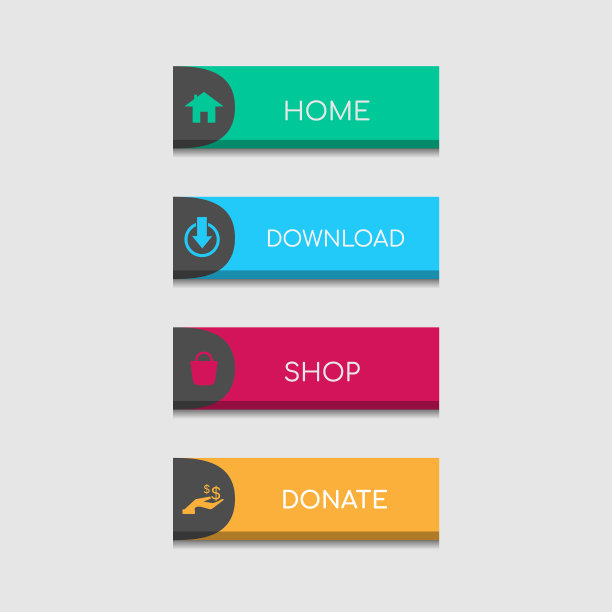 彩色平面网页设计按钮图片下载