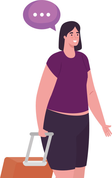 带着行李走路的女游客图片下载