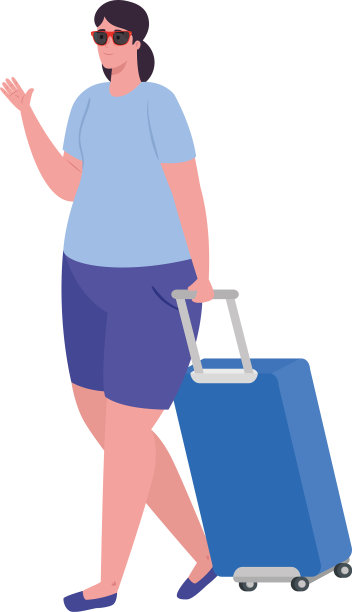 带着白色行李箱的女游客图片下载
