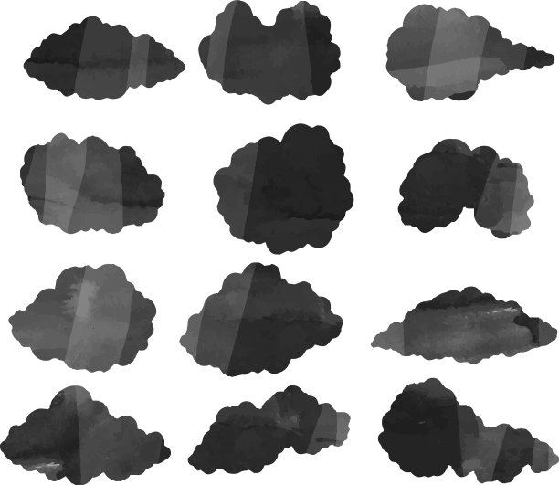 黑色水彩日本云彩集图片下载