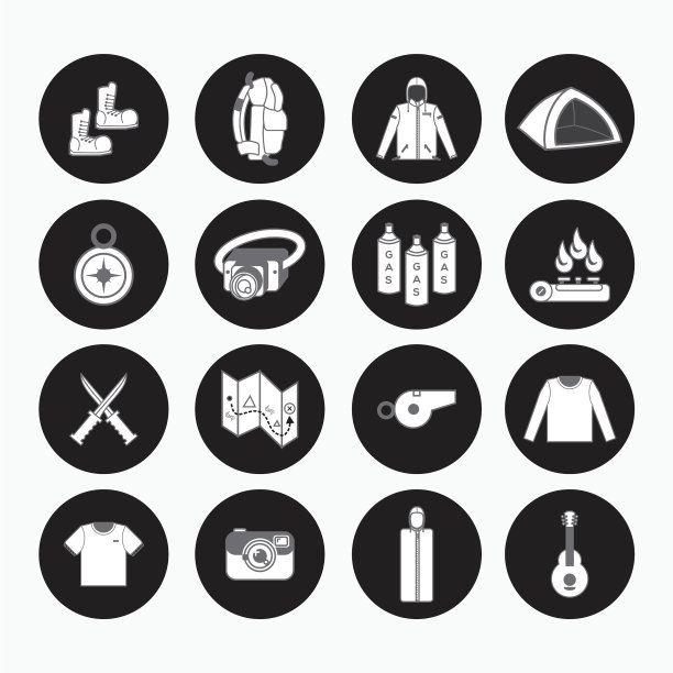 登山器材按钮图标图片下载