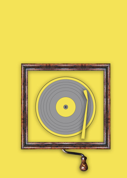Vynil光盘插图与一个复古框架上的pantone的2021年作为背景图片下载