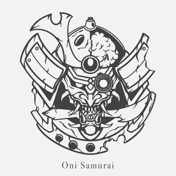 魔武士日本文化线艺术图片下载