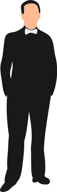 孤立的剪影男子在衬衫与蝴蝶图片下载