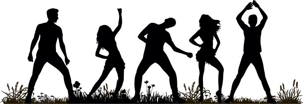 孤立的剪影人们跳舞图片下载