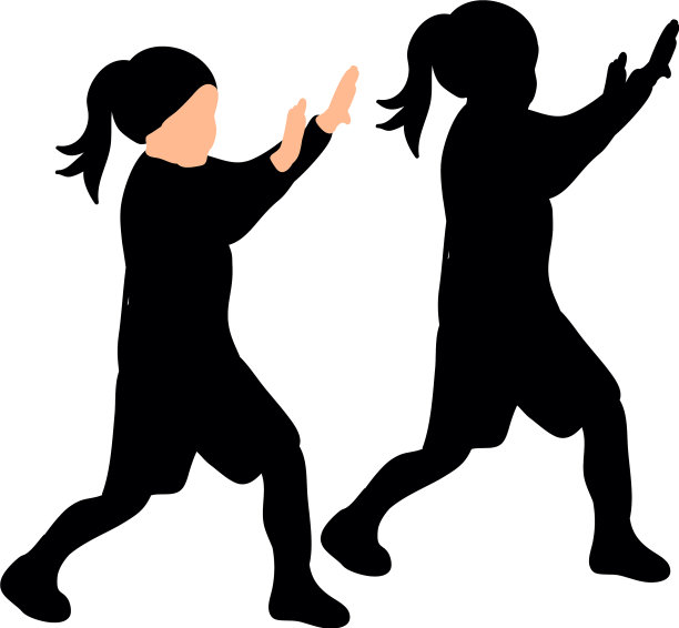 孤立剪影儿童舞蹈图片下载