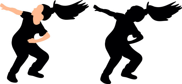 孤立的剪影小女孩跳舞图片下载