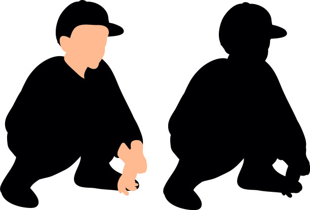 孤立的剪影一个男孩坐着图片下载