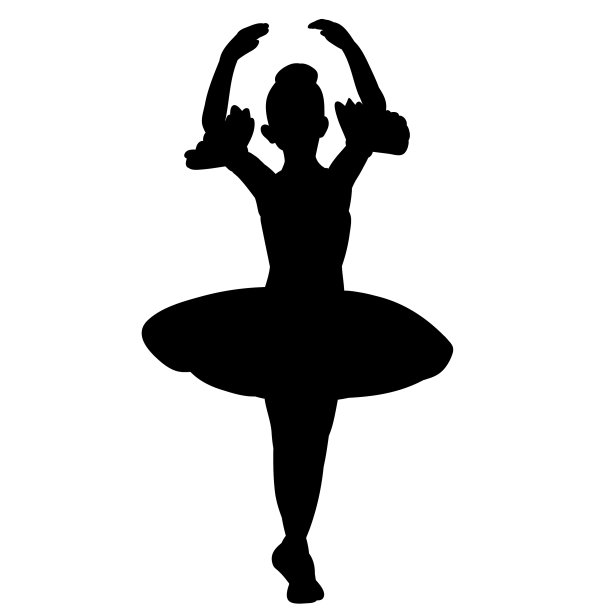 一个跳芭蕾舞的女孩孤立的剪影图片下载