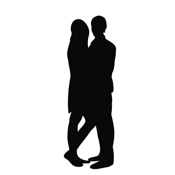 男孩和女孩拥抱的剪影图片下载