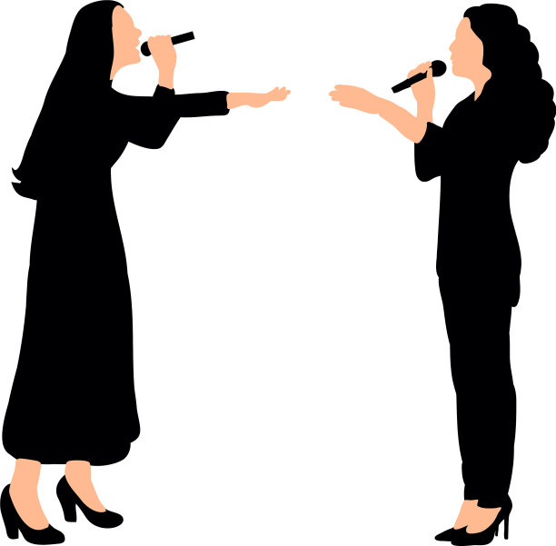 插图剪影一个女孩在唱歌图片下载