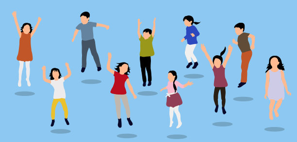 快乐儿童跳跃童年概念图片下载