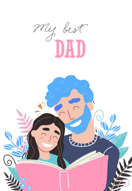 爸爸给女儿读一本书，很开心图片下载