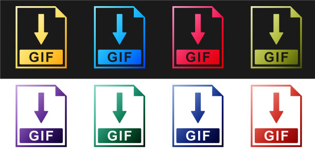 GIF文件、文档图标下载按钮图片下载