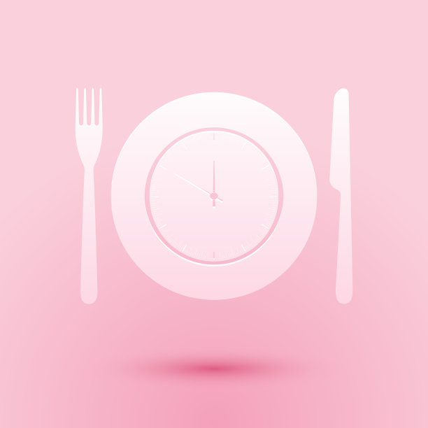 剪纸板与时钟叉和刀的图标图片下载