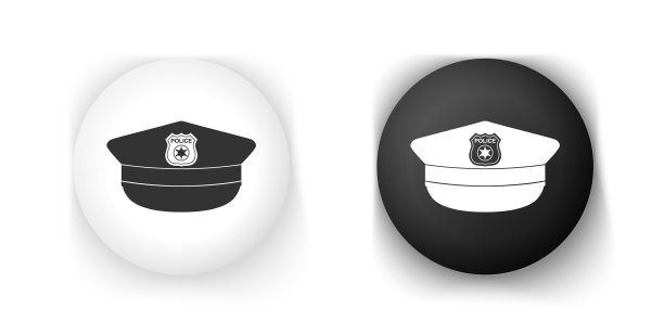 黑白警帽与帽徽图标图片下载